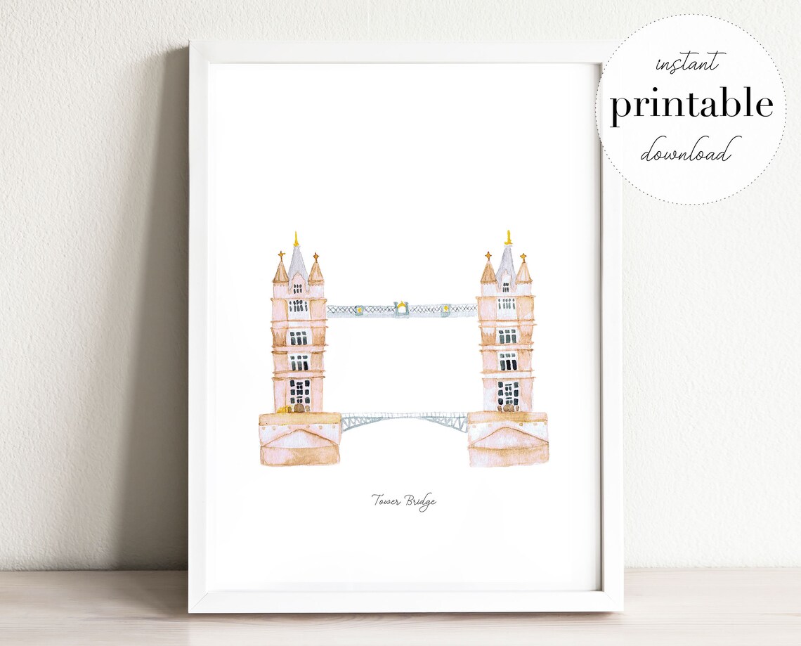 Tower Bridge Printable Illustration Wall Art Print Nursery | Etsy