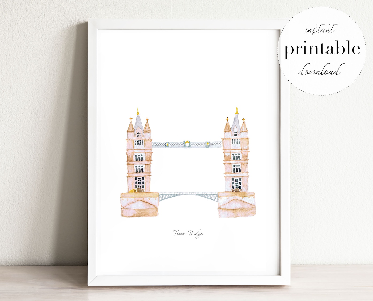 Tower Bridge Printable Illustration Wall Art Print Nursery | Etsy