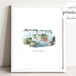 Iguazu Falls Watercolor Print: Brazil Travel Art (Digital Download)