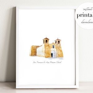 San Francisco de Asis Mission Kirche Druckbar, Illustration, Wand kunstdruck, Kinderzimmer Dekor, Wahrzeichen, Aquarell, Kinderzimmer, Reisedruck