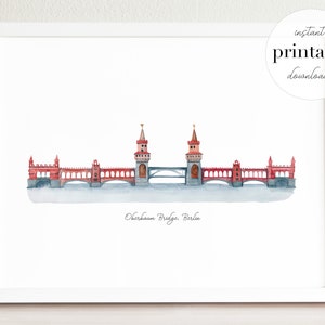 Oberbaumbrücke Berlin Poster: Berlin Aquarell Poster (Digitaler Download)