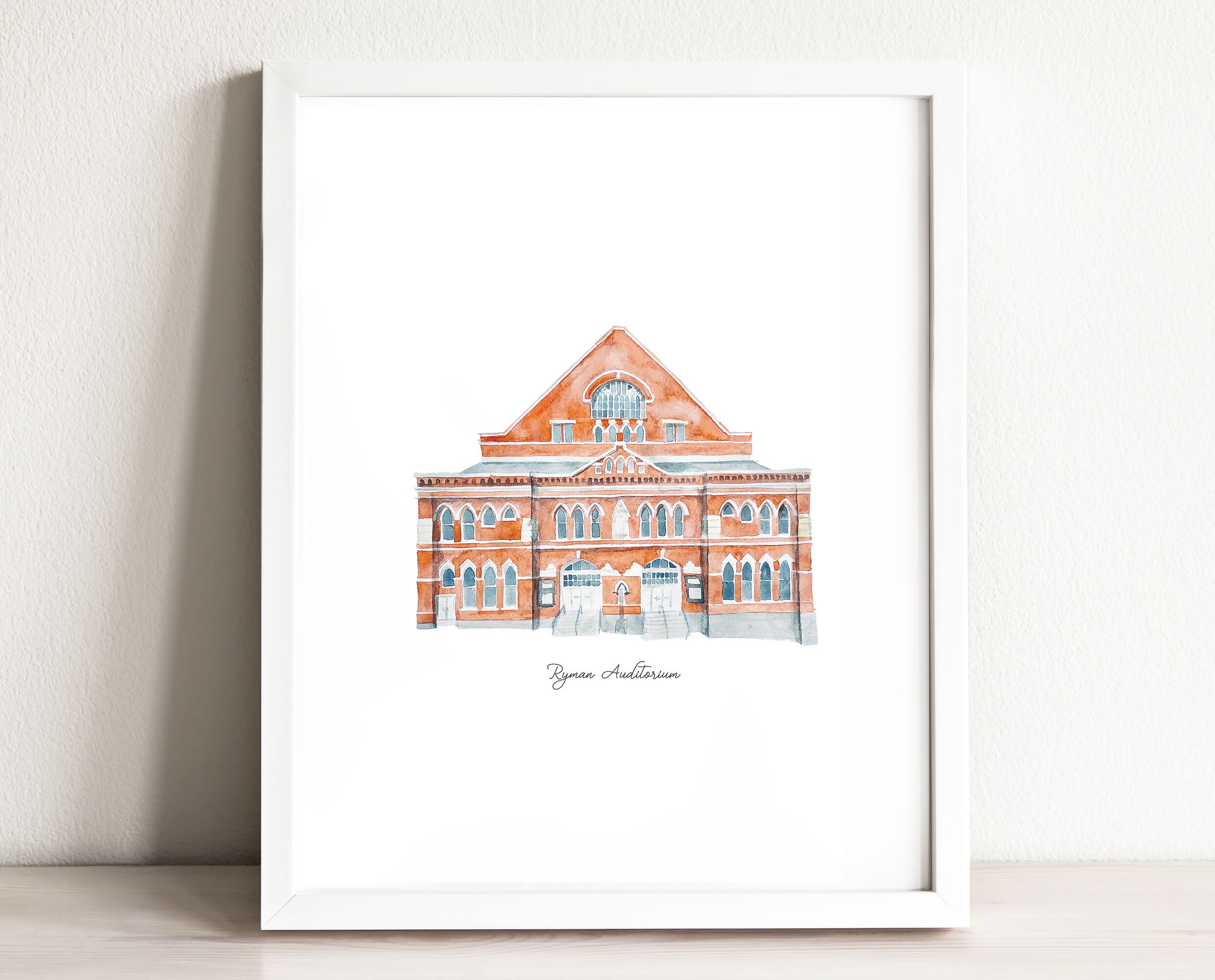 Ryman Auditorium Art Print, illustration, wall art print, nashville, landmark, watercolor, home decor, travel, travel print, tennessee