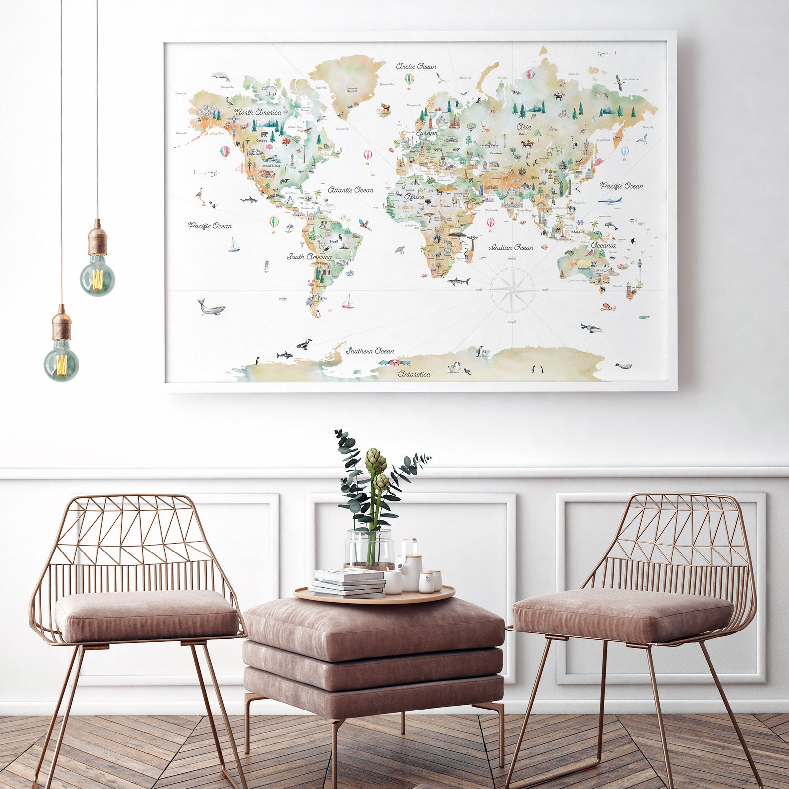 Gradient Educational World Map Printable Nursery Decor World Etsy