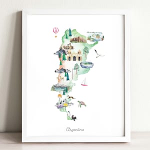 Argentinien Karte, Art Print, Wandbild, Kinderzimmer Dekor, Kinderzimmer Kunst, Weltkarte Poster, Argentinien Karte, Reisekarte, Aquarell Karte, Boho