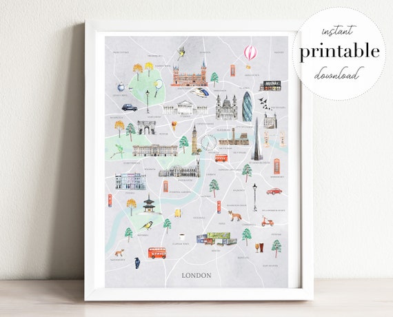 London City Map Printable City Map Wall Art Print Kids | Etsy