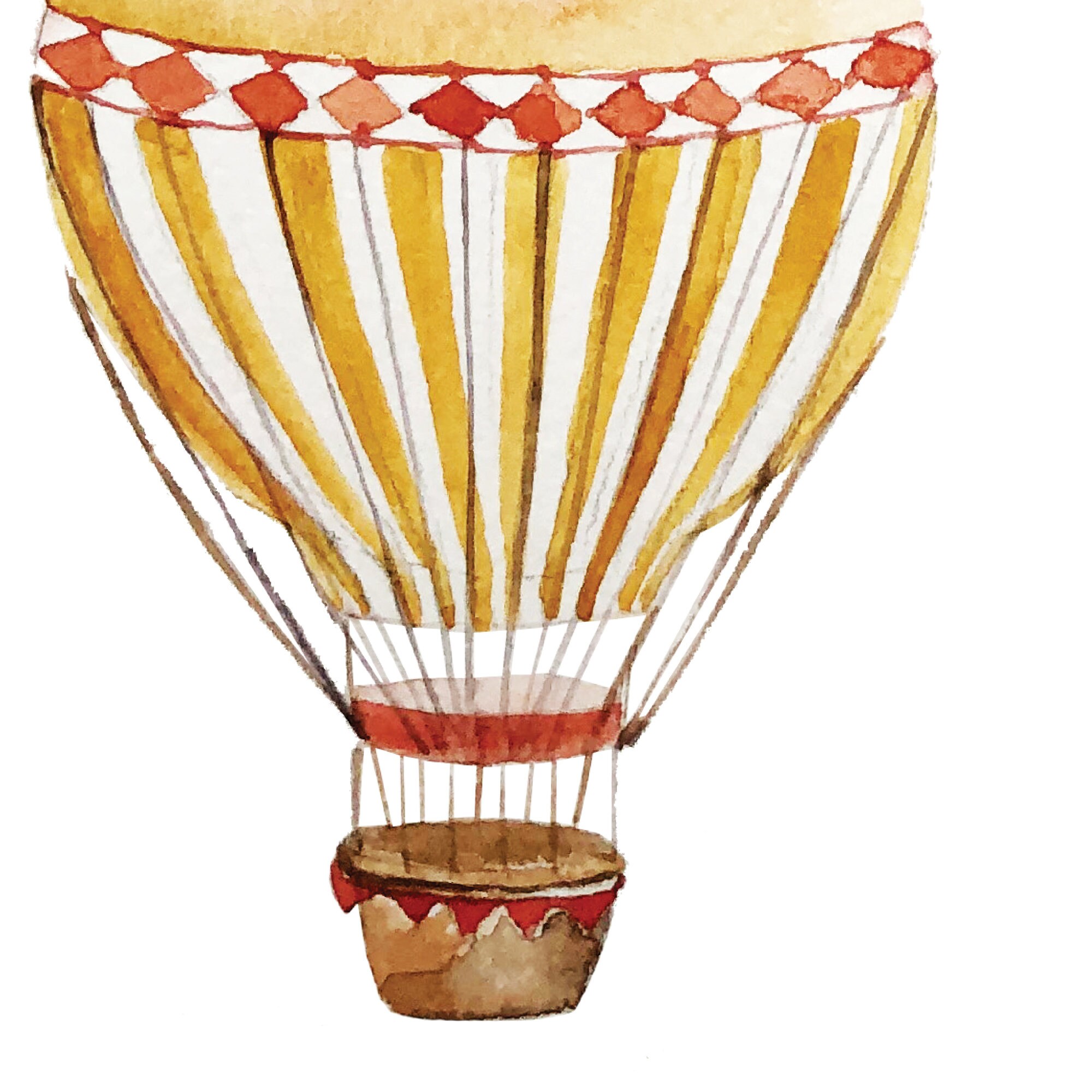 Orange Hot Air Balloon Art Print Illustration Wall Art Etsy
