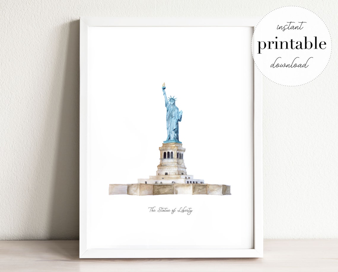 Statue of Liberty Printable Illustration Wall Art Print - Etsy