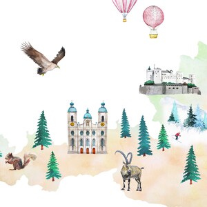 Austria Illustrated Map Art Print Austria Travel Decor Print Nursery ...