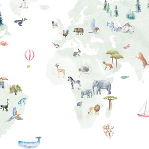 Animals of the World Map Printable, Wall Art Print, Nursery Decor ...