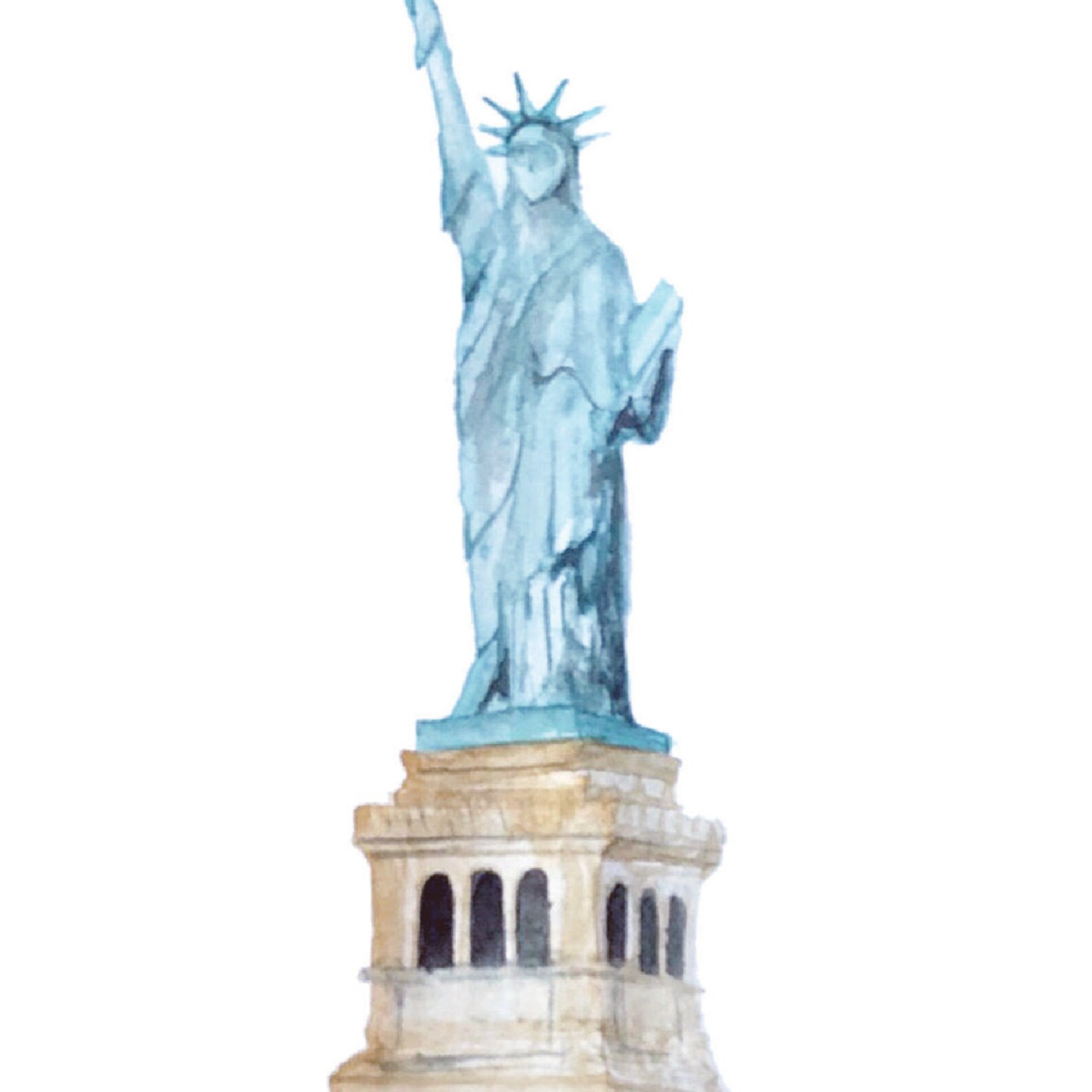 Statue of Liberty Printable Illustration Wall Art Print Etsy