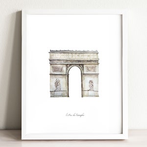 Arc de Triomphe Art Print, illustration, wall art print, nursery decor, landmark, france, watercolor, kids room, travel print, french