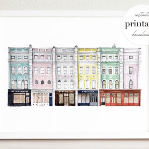 London Museum Street Watercolor Art Print: UK Travel Decor (Digital Download)