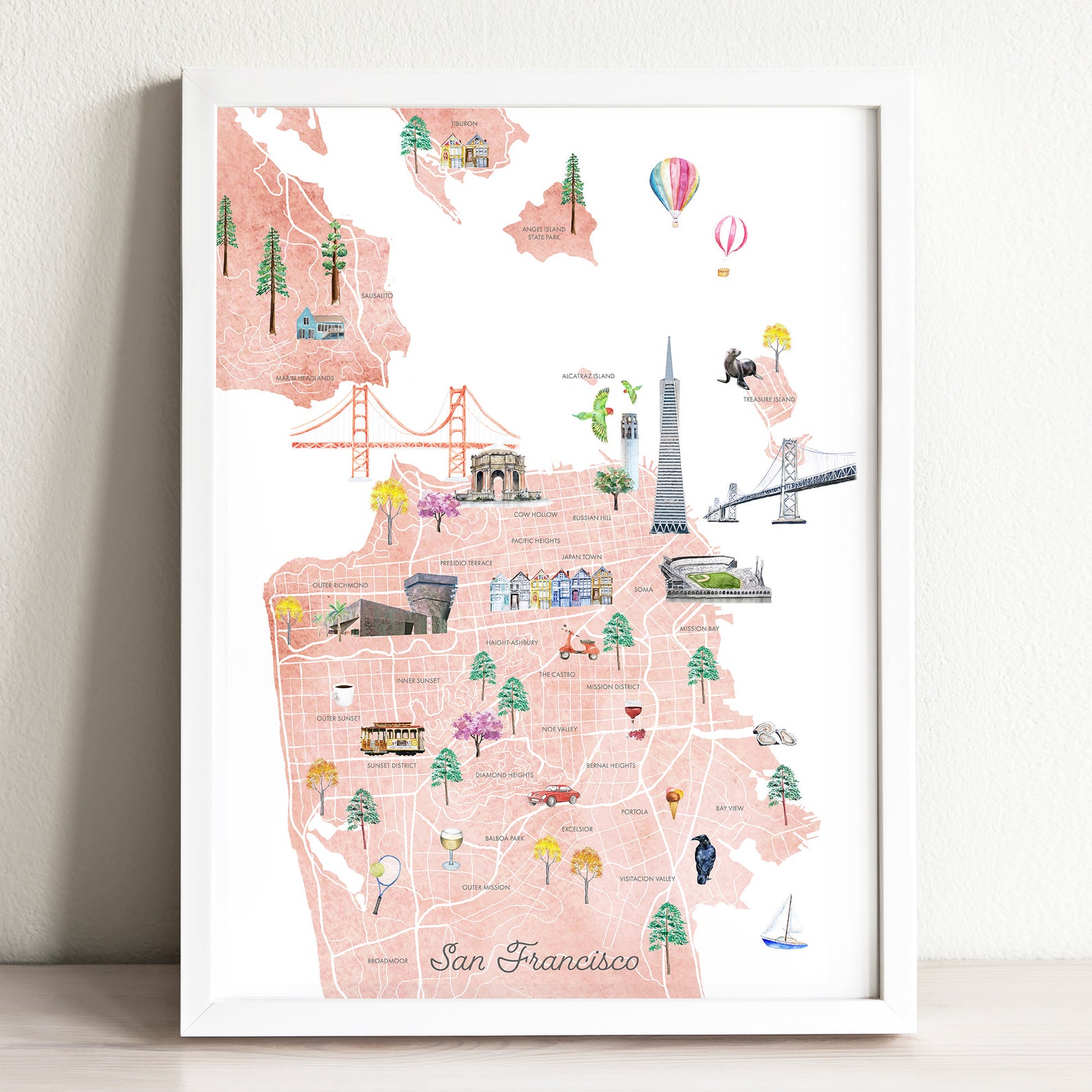 San Francisco Map Printable City Map Wall Art Print Kids - Etsy