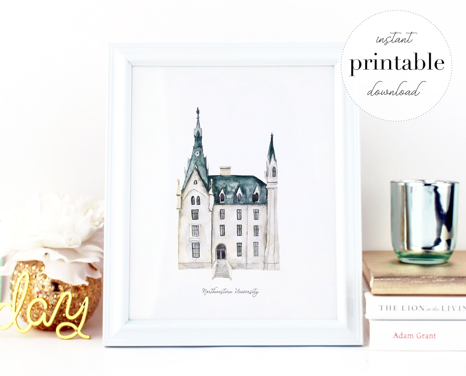 Northwestern University Hall Printable Art Print Illinois - Etsy