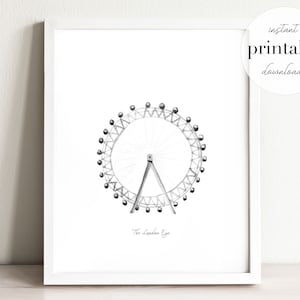 London Eye Watercolor Print: United Kingdom Landmark (Digital Download)