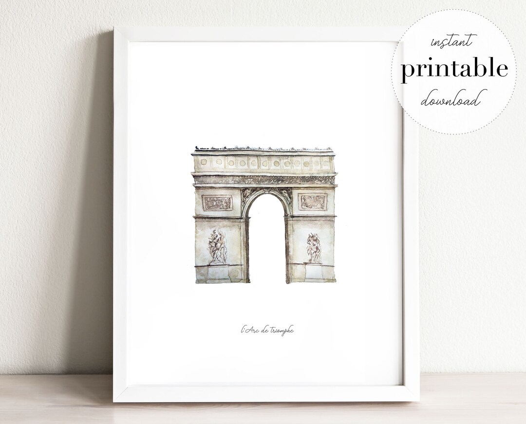 Arc De Triomphe Printable, Illustration, Wall Art Print, Home Decor ...