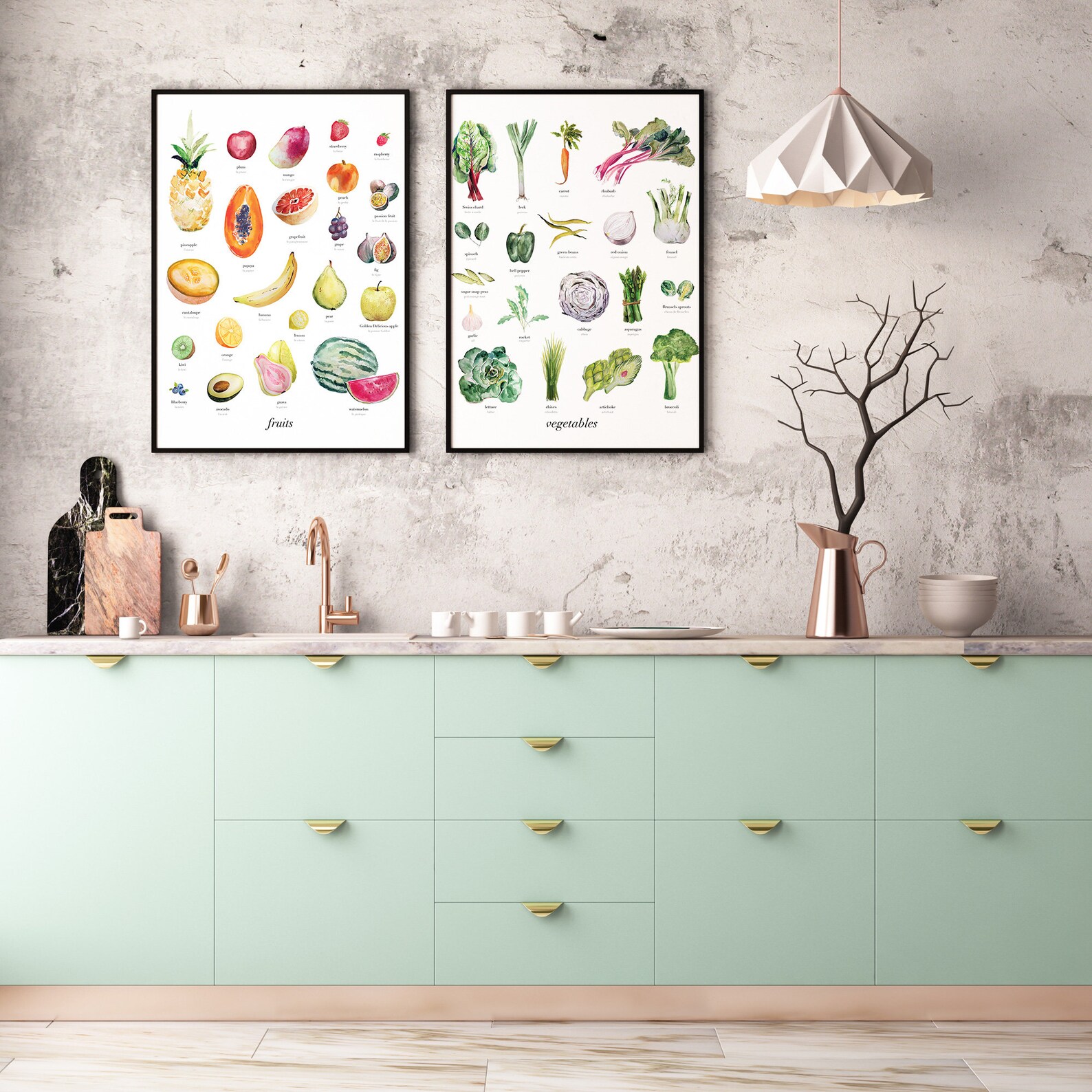 Fruits and Vegetables Art Print Set Wall Art Wall Decor Etsy UK