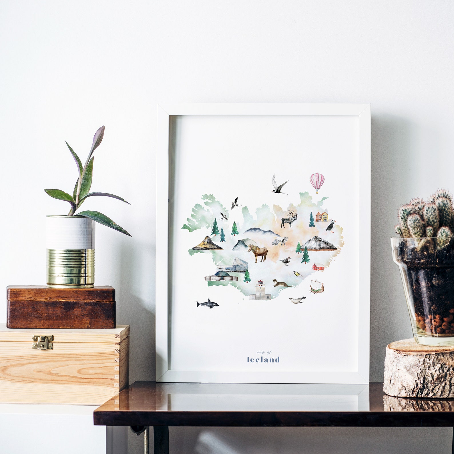 Iceland Illustrated Map Printable Wall Art Print Nursery Etsy