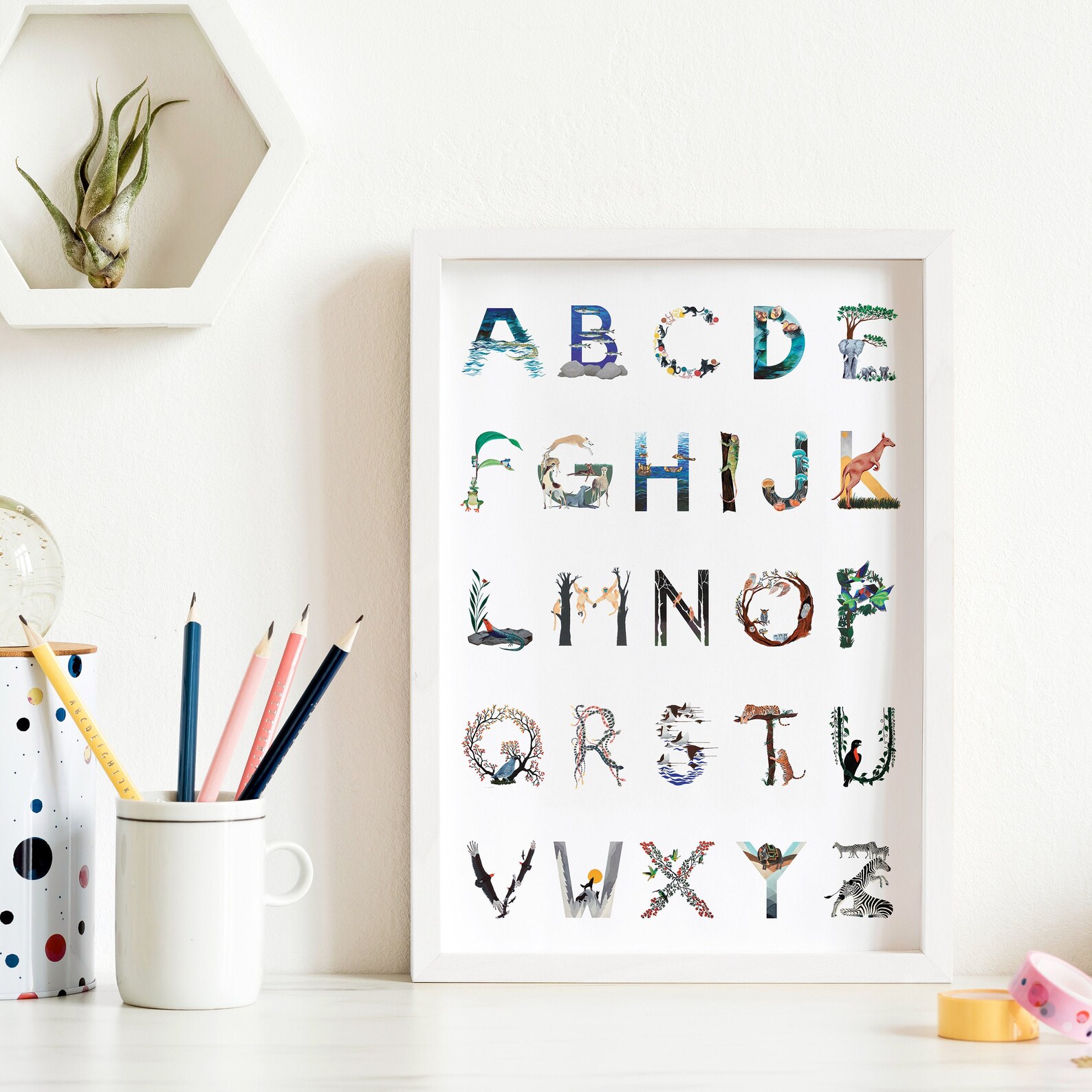 Animal Alphabet Art Print Alphabet Poster Nursery Wall Art Etsy