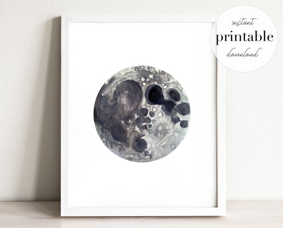 Moon Printable Nursery Art Space Art Wall Decor Bedroom | Etsy