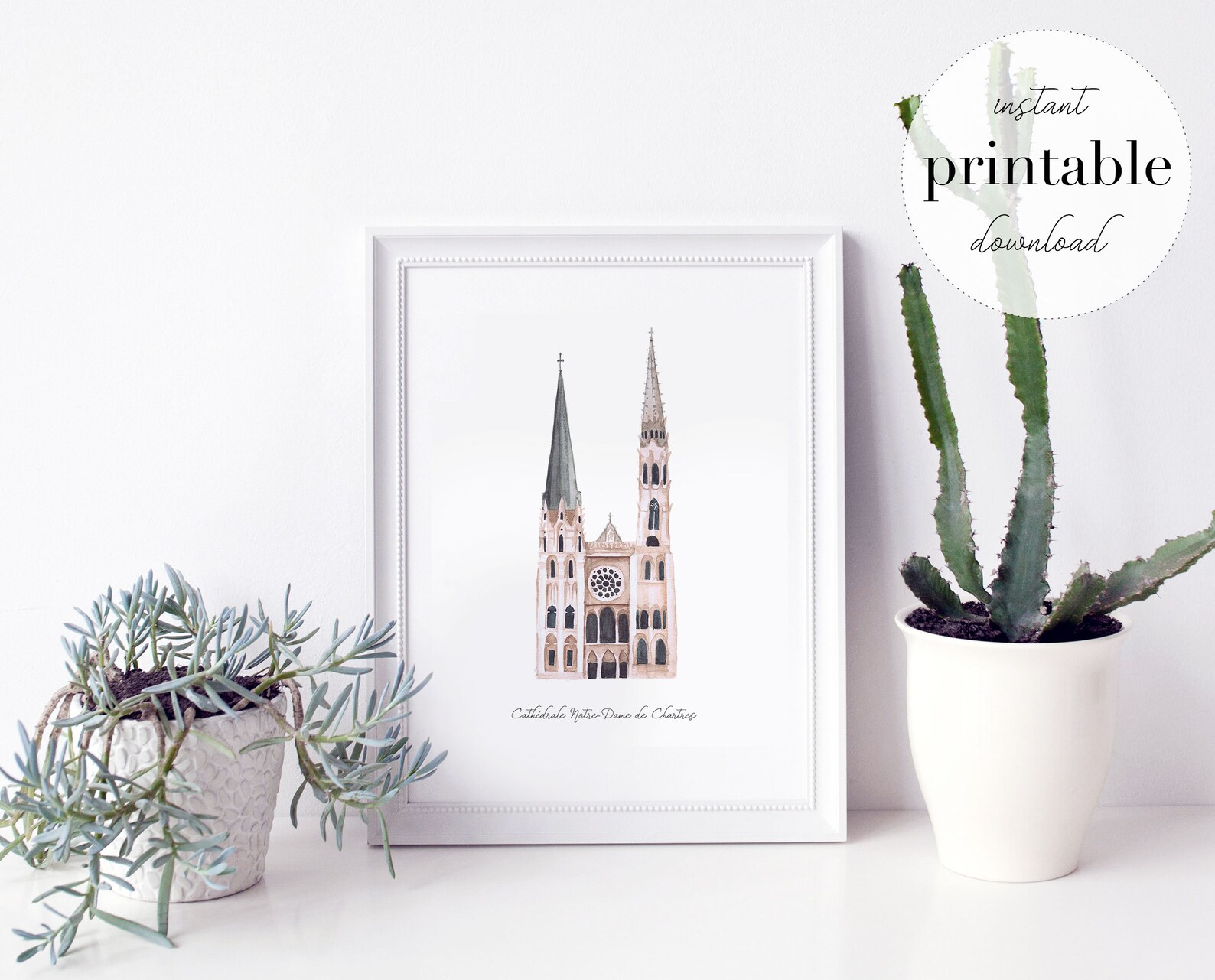 Chartres Cathedral Printable Illustration Wall Art Print | Etsy