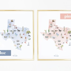 Texas Printable State Map, Illustrated Wall Art Print, Nursery Decor ...