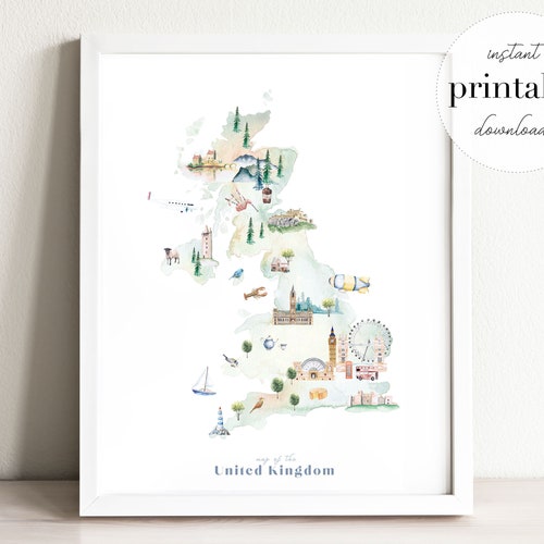 Italy Illustrated Map Printable Wall Art Print Nursery | Etsy