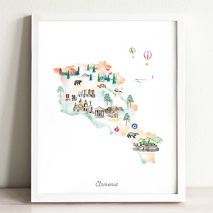 Armenien Landkarte | Landkarte Poster, Reiseposter, Aquarell Karte, Poster für das Kinderzimmer, Reisekarte, Poster für die Wand