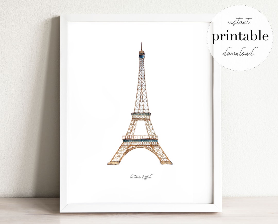Eiffel Tower Printable, Illustration, Wall Art Print, Home Decor ...