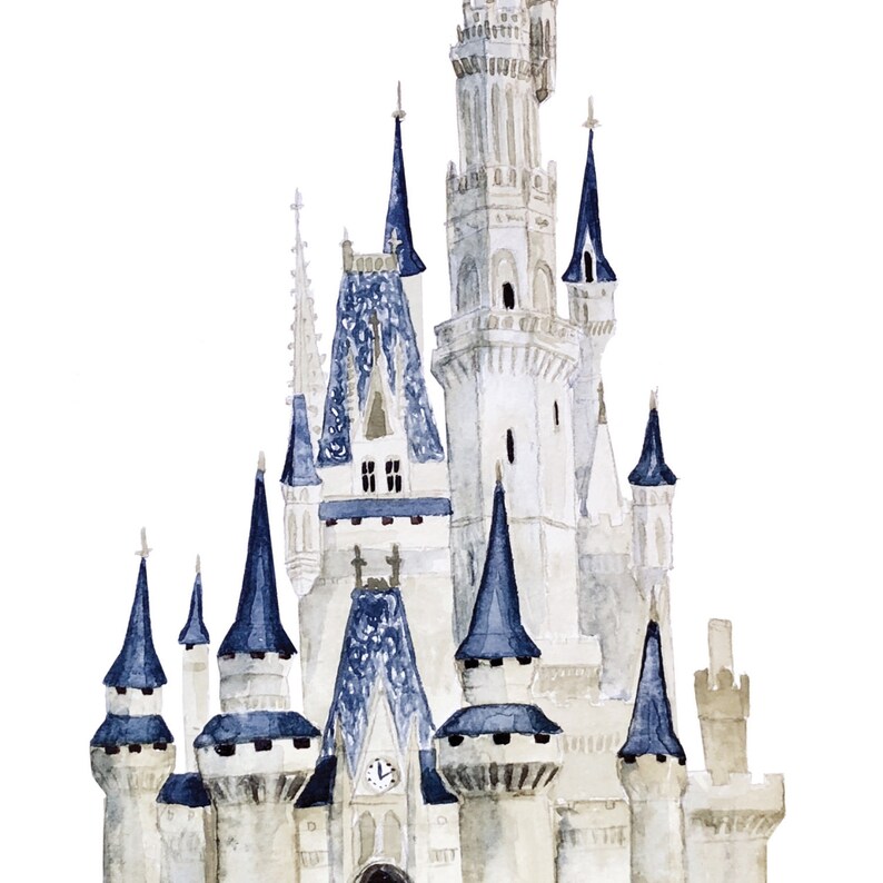 Cinderella Castle Printable watercolor illustration wall art | Etsy
