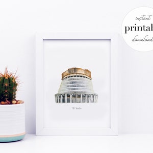 De Bijenkorf Nieuw-Zeeland Printable, illustratie, kunst print, kwekerij decor, landmark, kid decor, reisdruk, reizen, aquarel, interieur