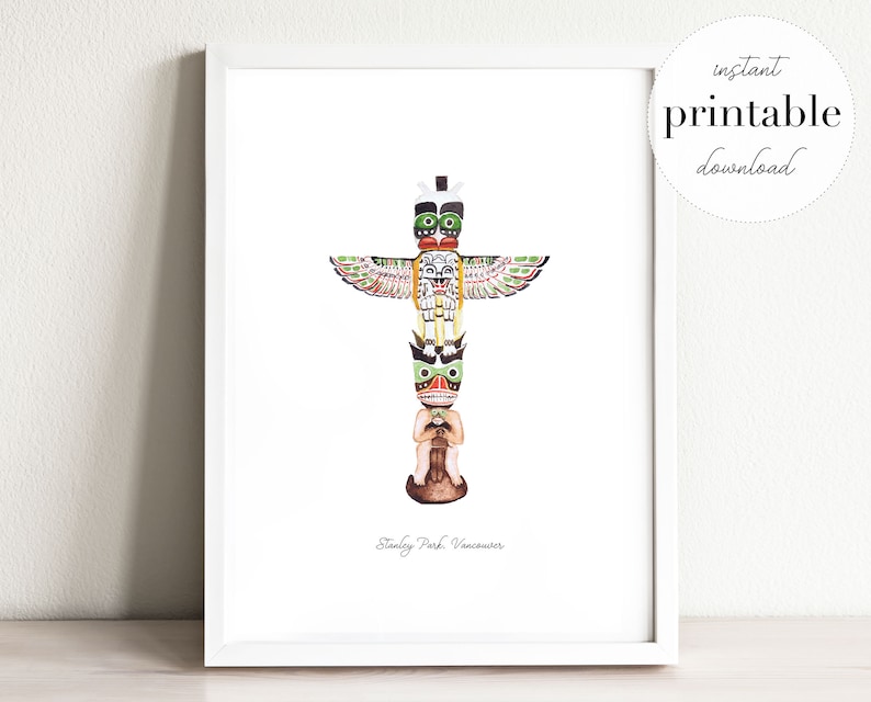 Totem Pole Printable, instance, wall artwork print, nursery decor, landmark, canada, watercolor, small children house, generate, generate print picture regarding Totem Pole Printable titled Totem Pole Printable, example, wall artwork print, nursery decor, landmark, canada, watercolor, children house, push, push print