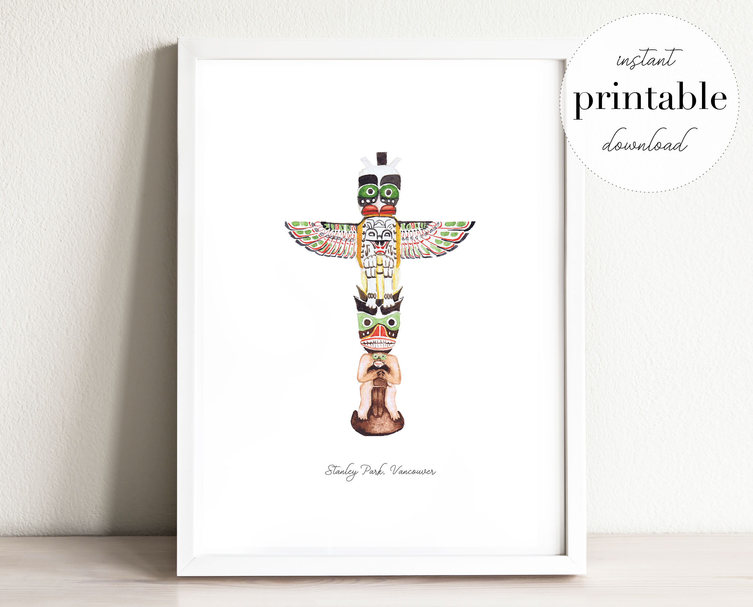 Totem Pole Printable Illustration Wall Art Print Nursery - Etsy Denmark