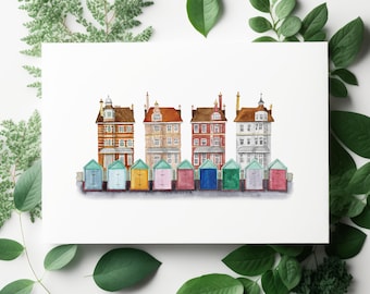 Brighton England Art Print: Watercolor Streetscape Travel Poster