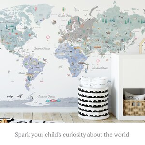 Colorful Educational World Map Wall Decal Playful Nursery - Etsy UK