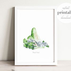 Machu Picchu Watercolor Print: Peru Travel Art, Nursery Decor (Digital Download)