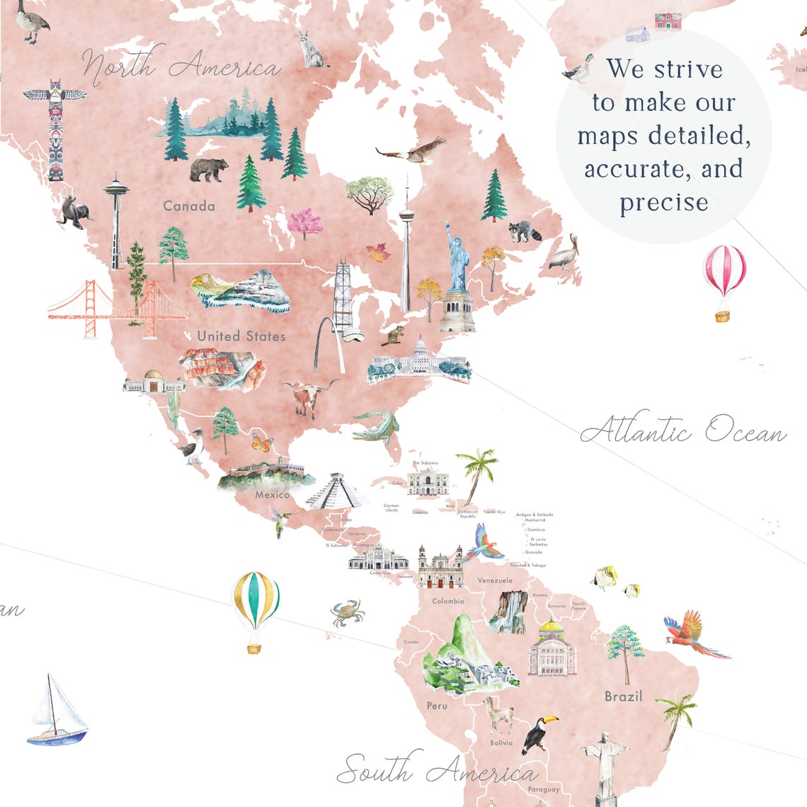 Printable Pink World Map