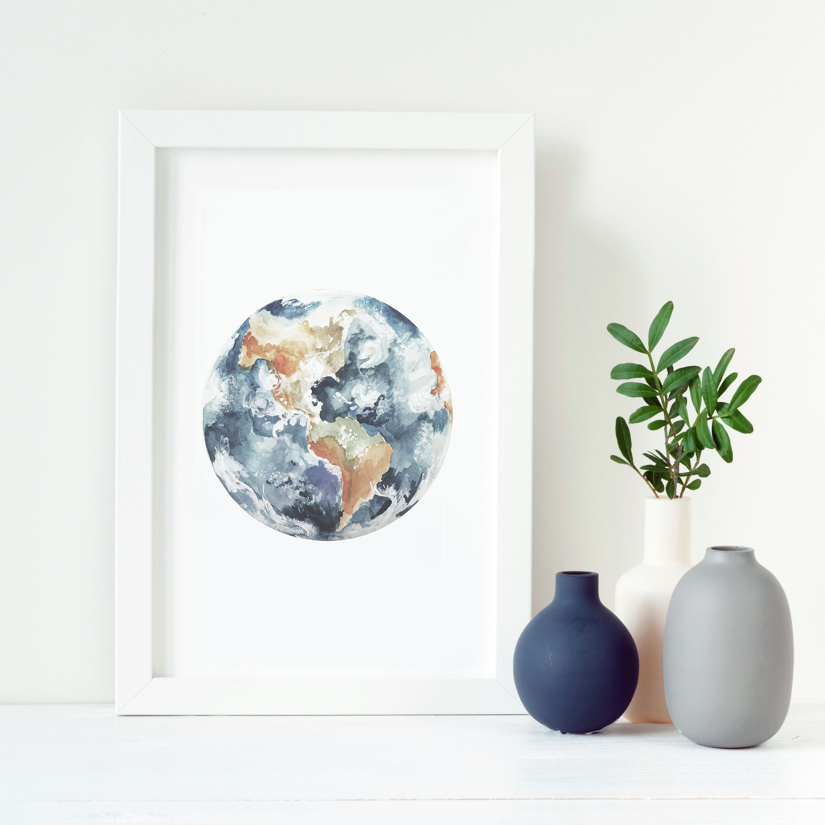 Earth Moon & Sun Art Print Set Celestial Nursery Decor | Etsy