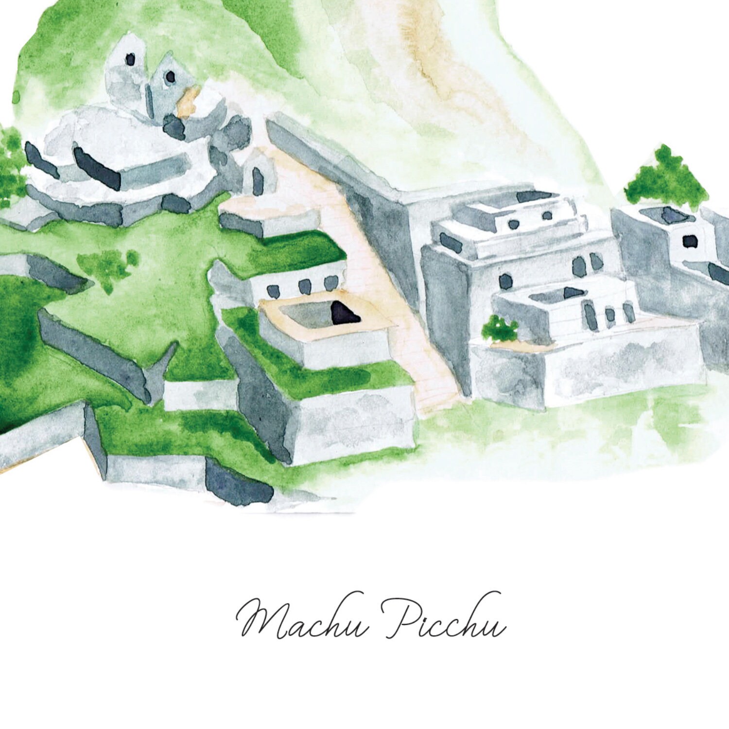 Machu Picchu Printable Illustration Wall Art Print Nursery - Etsy