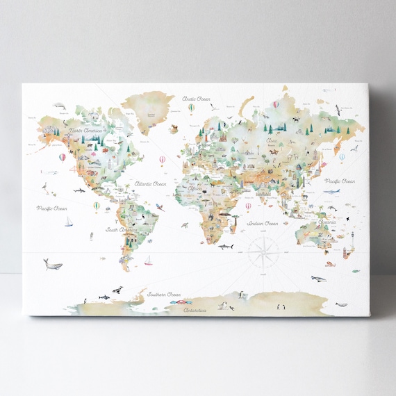 Newspaper Landmark World Map Art: Canvas Prints, Frames & Posters