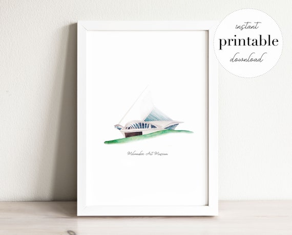 Milwaukee Art Museum Printable Illustration Wall Art Print | Etsy