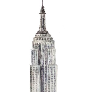 Empire State Building imprimable, illustration, impression d'art mural, décoration de chambre d'enfant, monument, chambre d'enfant, impression de voyage, dessin historique, New York image 2