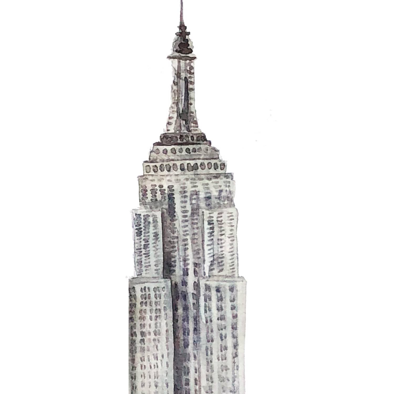 Empire State Building Printable Illustration Wall Art Print | Etsy