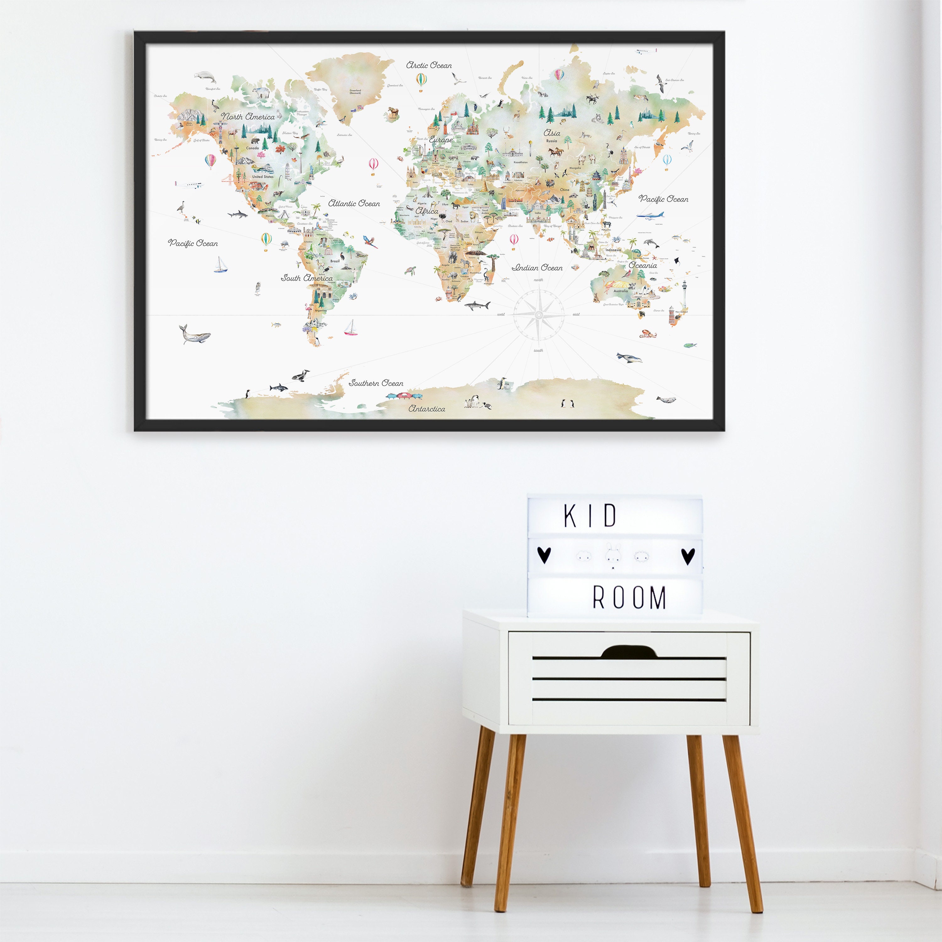 Gradient Educational World Map Printable Nursery Decor World Etsy