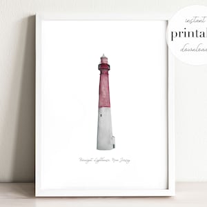 Barnegat Lighthouse Watercolor Print: New Jersey Landmark (Digital Download)
