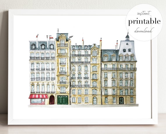 Paris Illustrated Printable France Travel Art Print - Etsy