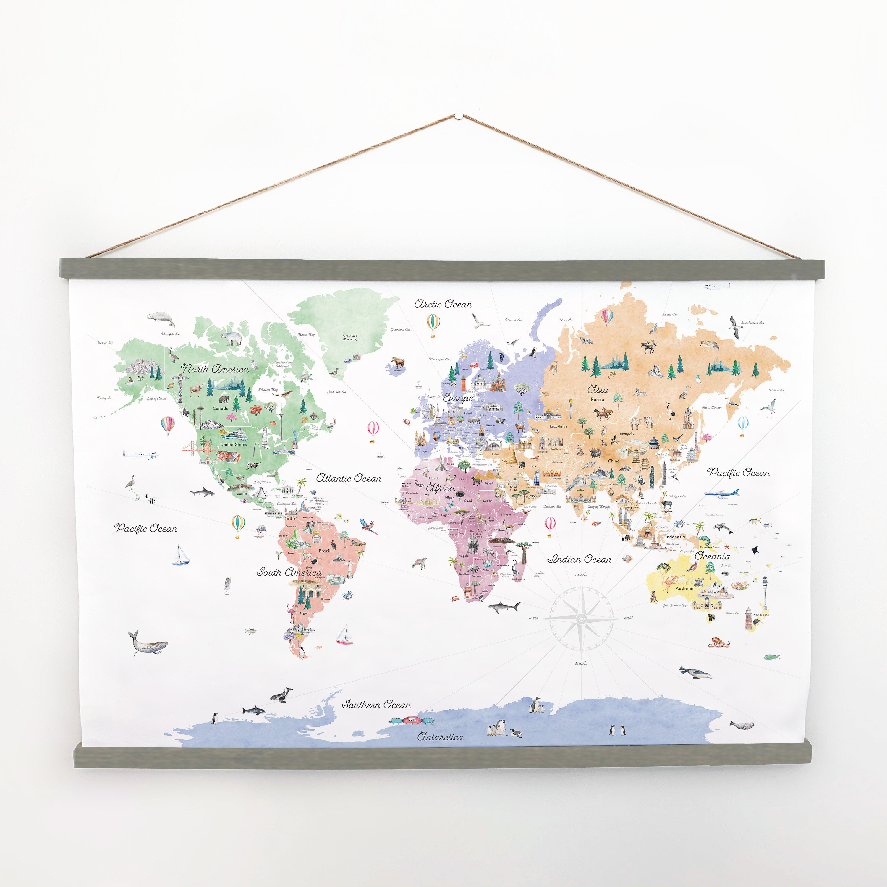 Newspaper Landmark World Map Art: Canvas Prints, Frames & Posters