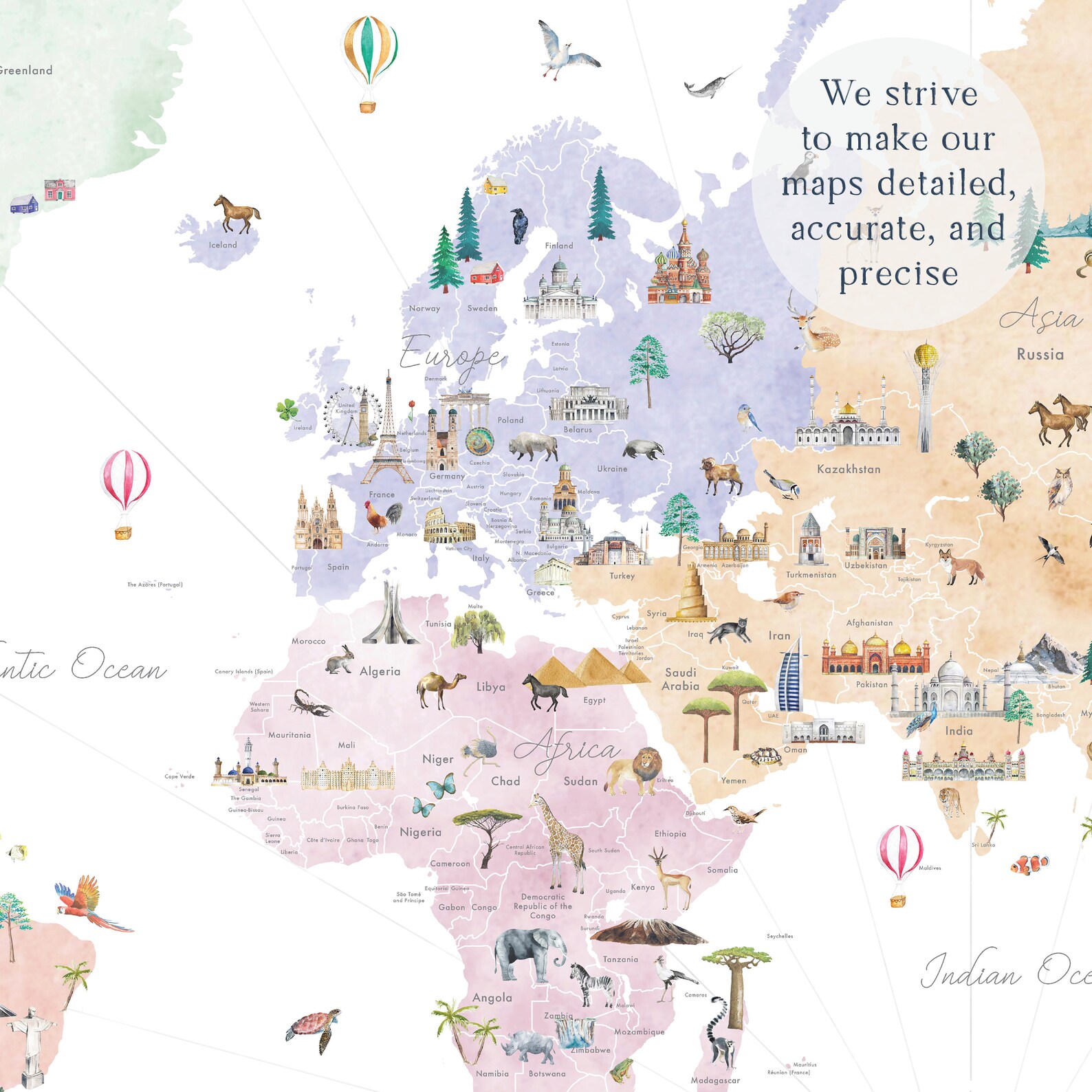 Educational Printable World Map Homeschooling World Map | Etsy