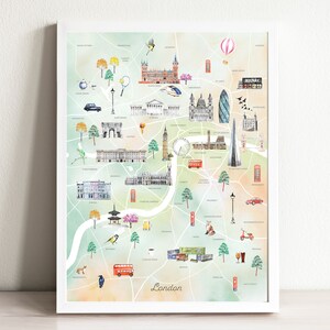 London City Map Art Print | Watercolor City Map | Travel Bedroom Decor | Housewarming Gift Idea | Travel Kids Room Decor | Wanderlust Design