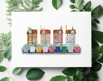 Brighton England Art Print: Watercolor Streetscape Travel Poster
